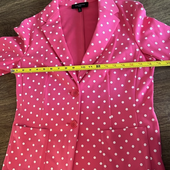 Talbots Pink White Polka Dot Single Breast 2 Button Blazer Size M Petite MP - Picture 10 of 14